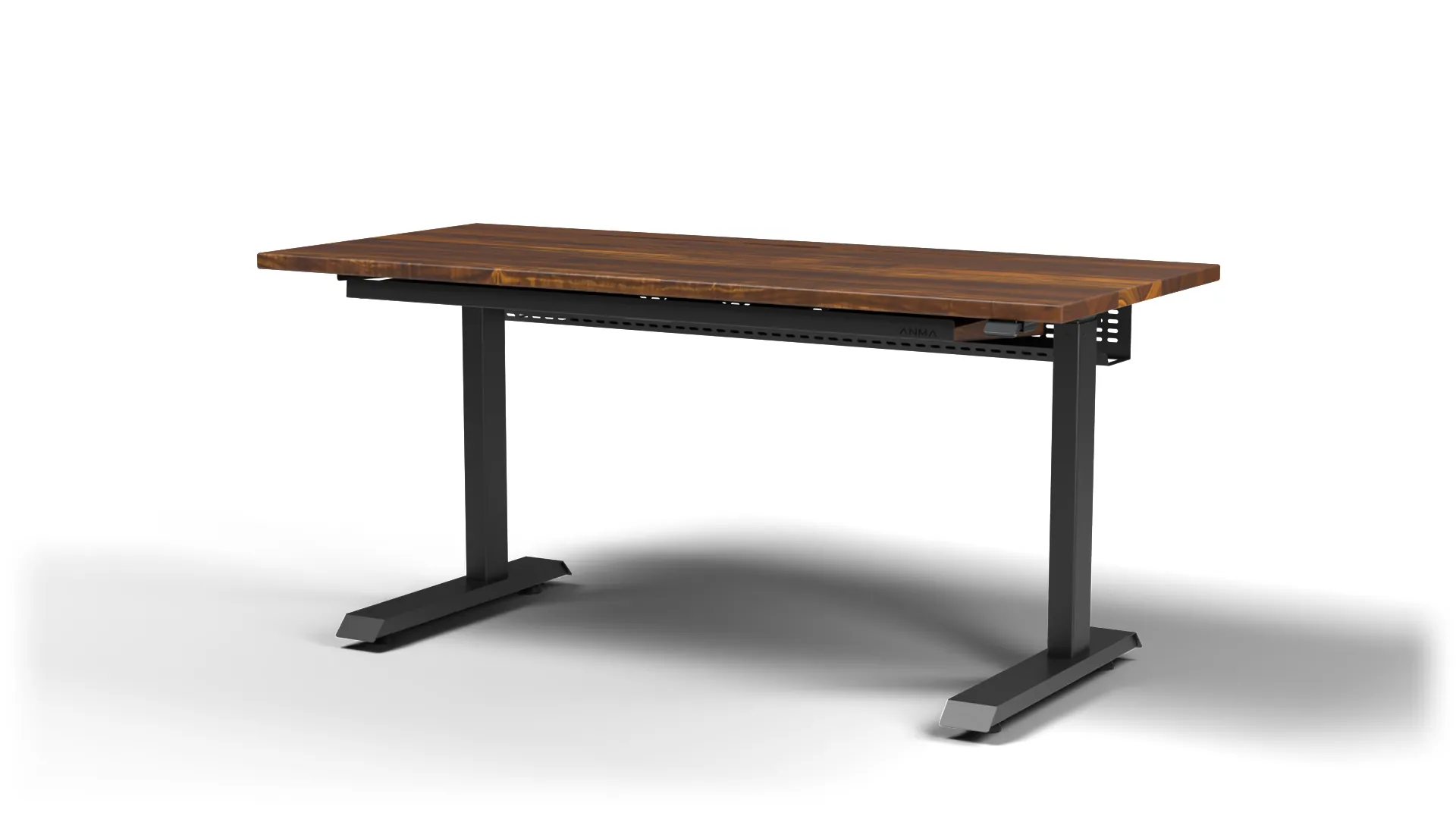 DeskStudio Slim com tampo de Imbuia e estrutura preta