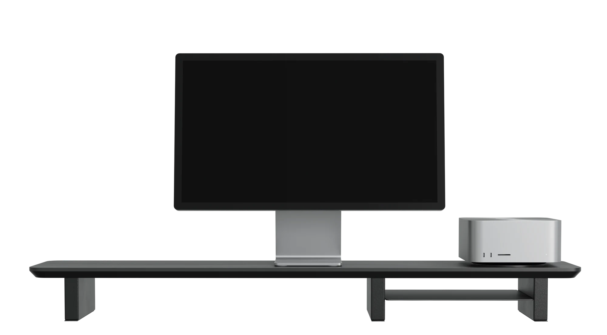 StandPro 2 visto de frente, com monitor e computador sobre o stand