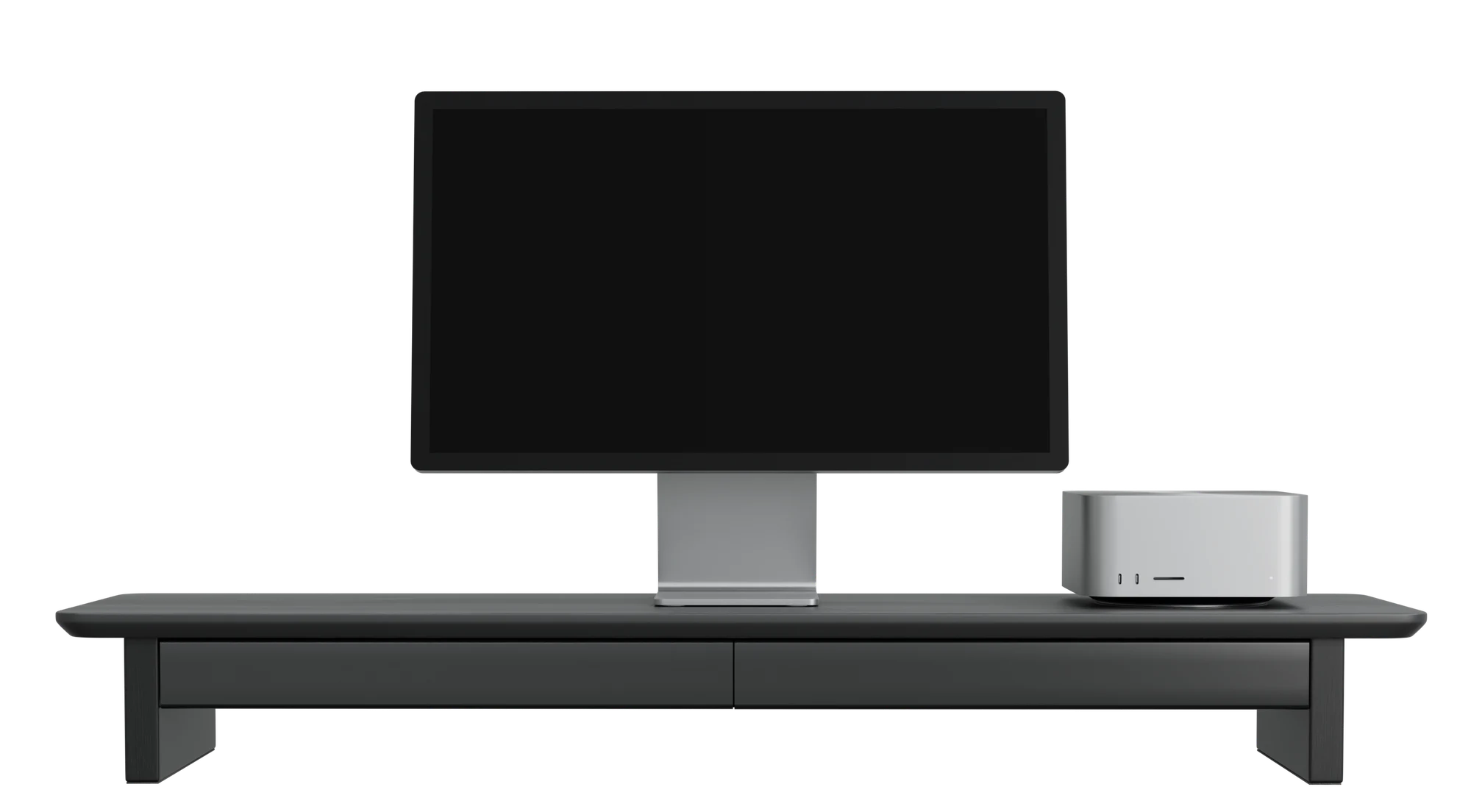 StandPro 5 visto de frente, com monitor e computador sobre o stand