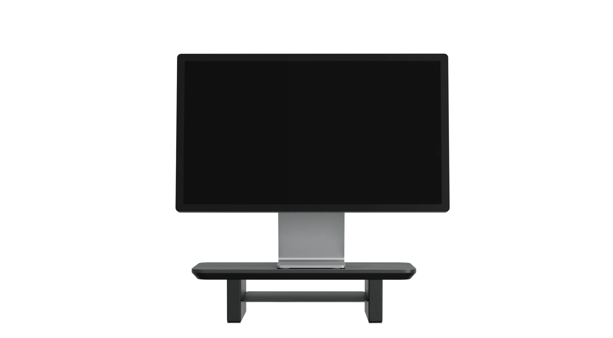 StandPro Mini Plus visto de frente, com monitor sobre o stand