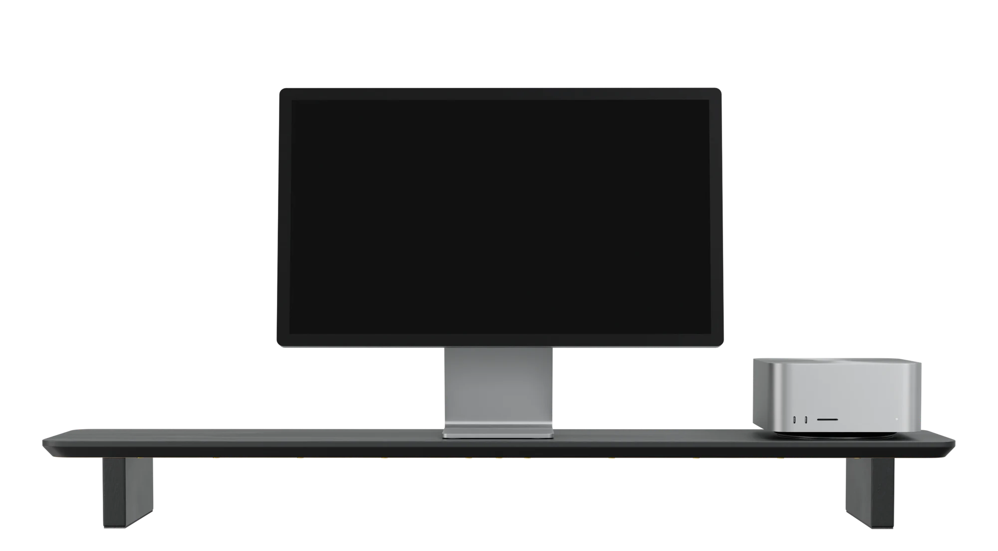 StandPro Modular visto de frente, com monitor e computador sobre o stand