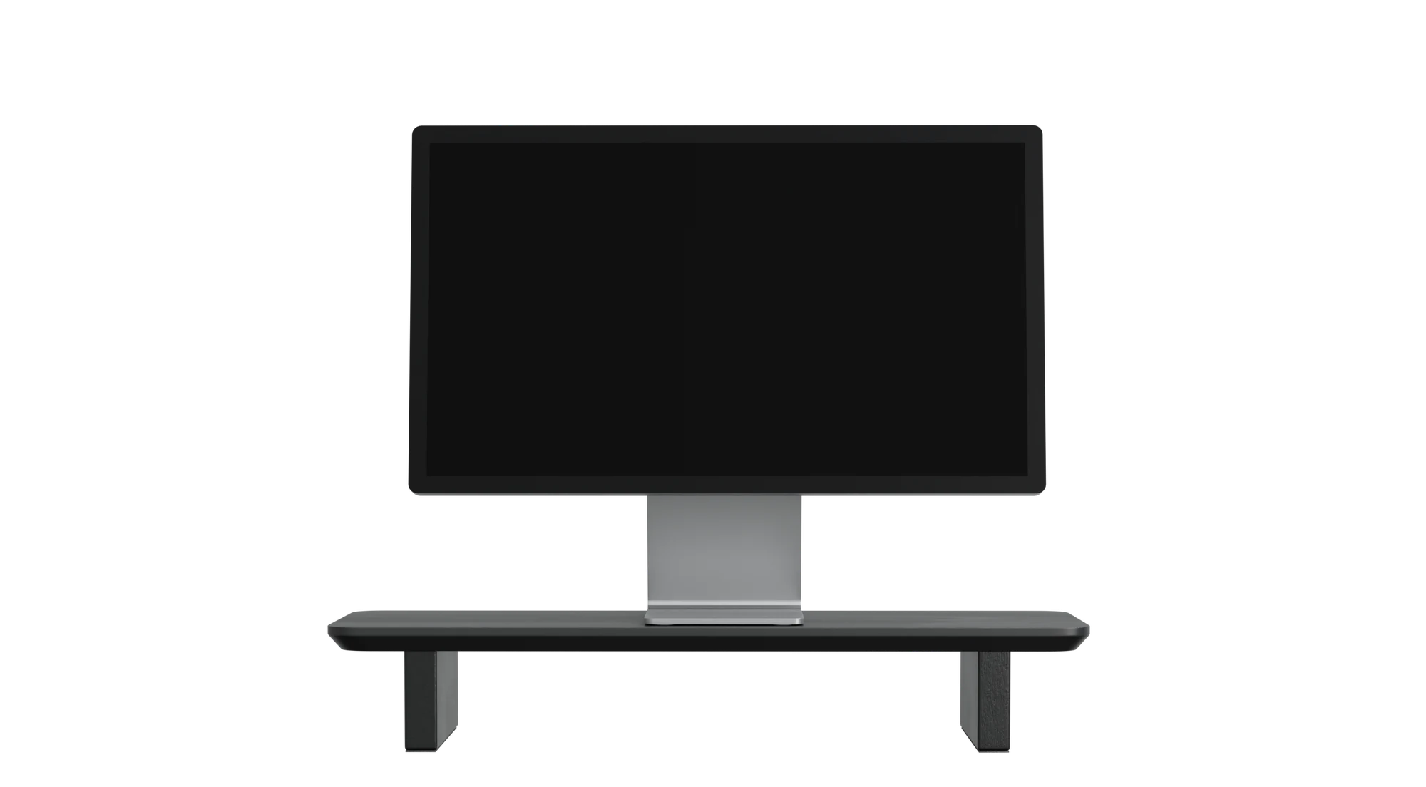 StandPro Slim visto de frente, com monitor sobre o stand