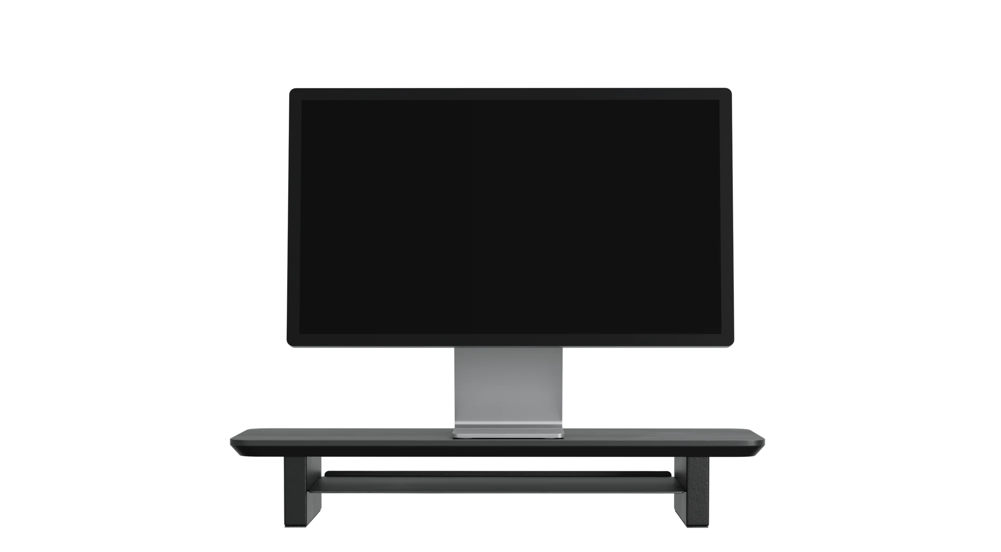 StandPro Slim Plus visto de frente, com monitor sobre o stand