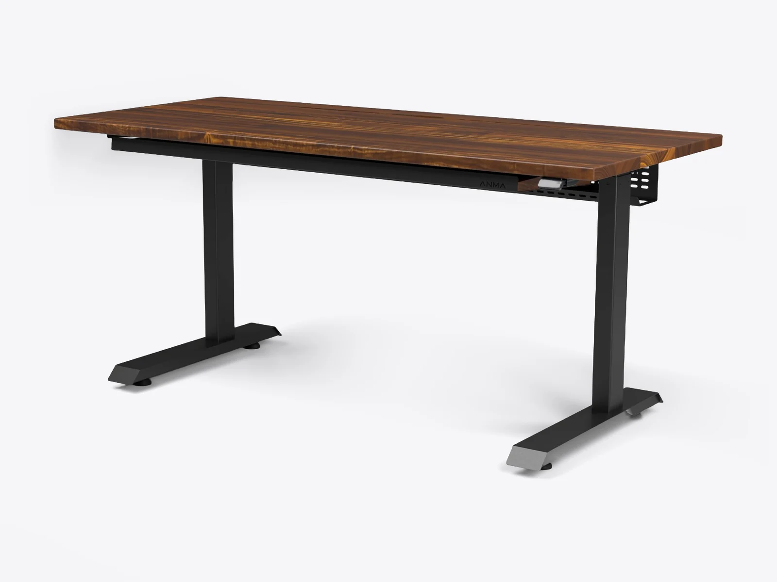 DeskStudio Slim com tampo em Imbuia e estrutura preta